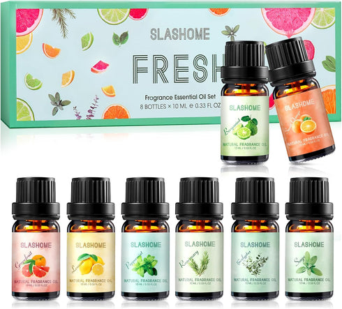 Fresh Essential Oils Set - 8 Pack Pure Aromatherapy Oils for Diffuser,