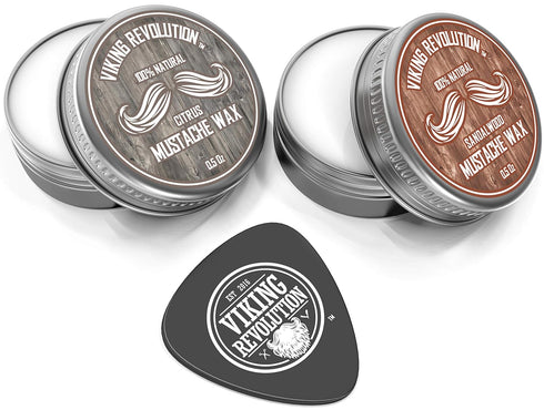 Viking Revolution Mustache Wax 2 Pack, Strong Hold Beard & Moustache Wax for Men (Citrus & Sandalwood)