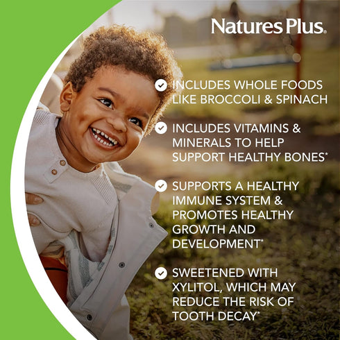 Natures Plus Animal Parade Sugar-Free Children's Multivitamin, Assorted Flavors, Pack of 2, 90 Chewable Tablets