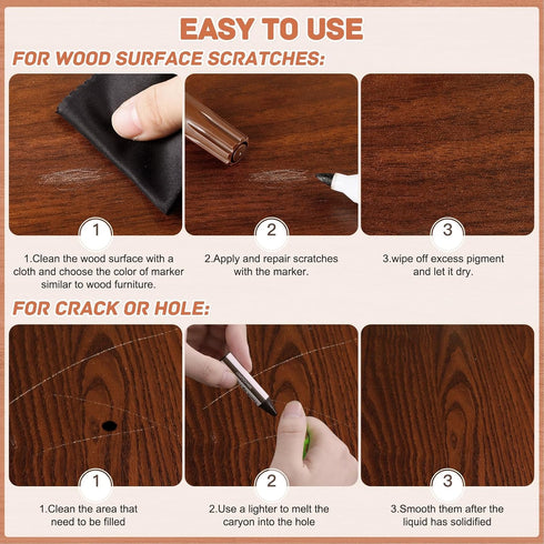 DEWEL Furniture Markers Touch Up, 17 Pcs Wood Scratch Repair Kit for Stains, Scratches on Wood Floors and Furniture