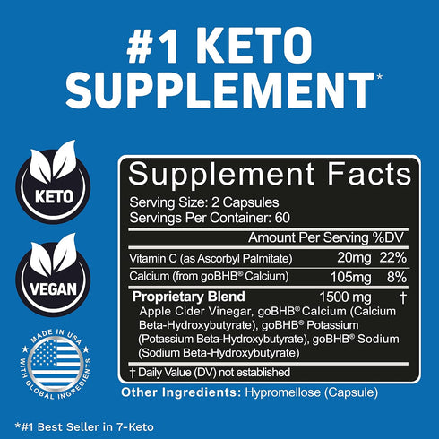 Herbtonics Apple Cider Vinegar Capsules with The Mother Plus Keto BHB - Energy & Focus for Women & Men - 240 Vegan Pills