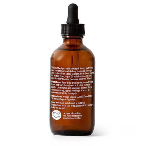 Plant Therapy Hair Therapy Oil - 4 oz Organic Argan Oil, 100% Pure, USDA Organic for Face, Hair, Skin, Nails