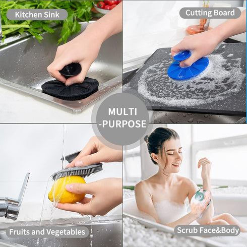 BEAUTAIL Silicone Sponge, Non-Scratch Scrub Sponges for Dishes, Kitchen Cleaning Brush, Long Lasting, 1 Pack, Gray