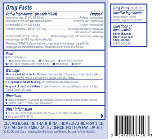 Boiron SleepCalm Sleep Aid for Deep, Relaxing, Restful Nighttime Sleep - Non Habit-Forming, 60 Count