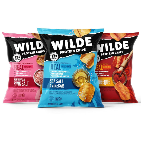 Wilde Protein Chips, Sweet and Savory Flavors Variety Pack, 1.34 oz Bags, Pack of 12, Protein Snacks
