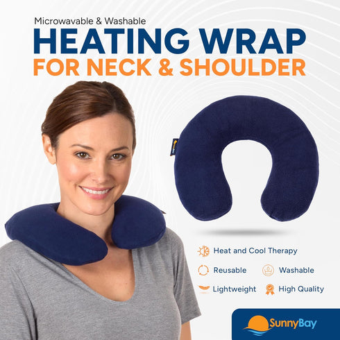 SunnyBay Microwave Heating Pad, Microwavable Heated Neck Pillow for Moist Hot Therapy, Navy Blue, 12"X12"X2", 2.5 lbs