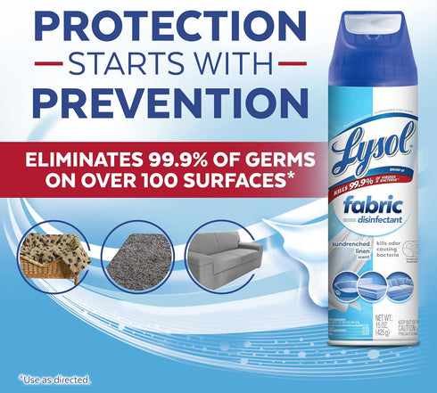 Lysol Fabric Disinfectant Spray, Sanitizing and Antibacterial Spray, Sundrenched Linen, 15 FL. Oz