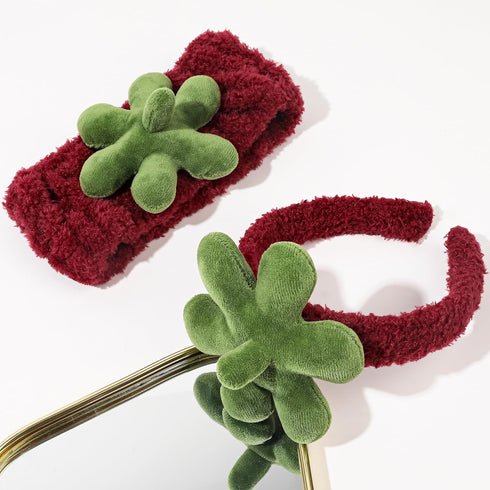 Ivyu Spa Skincare Headbands & Wristband Set, Cute Strawberry Makeup Headband for Women, Non-Slip Terry Cloth
