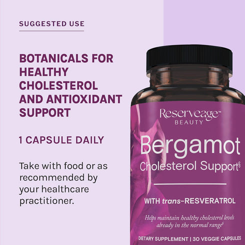 Reserveage Beauty Bergamot Cholesterol Support, 30 Capsules, Antioxidant Supplement for Heart Health