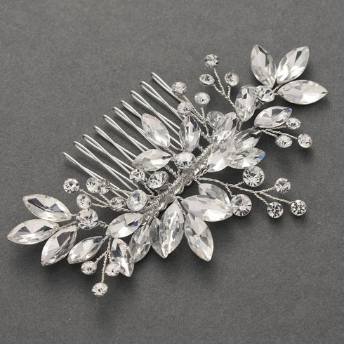 SWEETV Bride Silver Wedding Hair Comb, Crystal Hair Accessories with Rhinestone Bridal Hair Clip