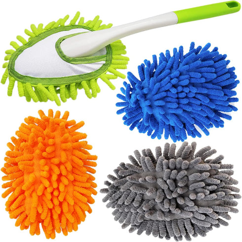 Microfiber Feather Duster 13 Inch with 4 Washable Duster Cloths for Cleaning Windows and Furniture