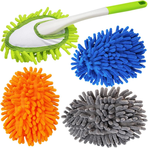 Microfiber Feather Duster 13 Inch with 4 Washable Duster Cloths for Cleaning Windows and Furniture