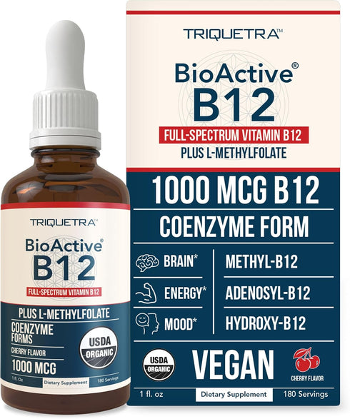 BioActive Vitamin B12, 1000 mcg, 3 BioActive B12 Forms, Methylfolate, Sublingual, Cherry Flavor