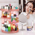Pink 360 Makeup Organizer Carousel, Large 7 Layers Acrylic Make Up Organizer for Vanity, Fits Makeup Brushes,