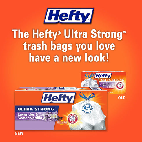 Hefty Ultra Strong Tall Kitchen Trash Bags, 13 Gallon, Lavender & Sweet Vanilla Scent, 20 Count