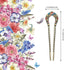 Waydress 5 Pcs Vintage Hair Fork, French Hair Pin for Buns, Metal Chignon Pin with Crystal Rhinestone Double Prong