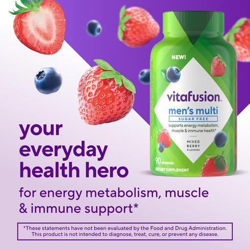 Gummy Immune (1), 90 Count vitafusion Sugar Free Mens Multi Daily Multivitamins, Supports Energy Metabolism, Muscle