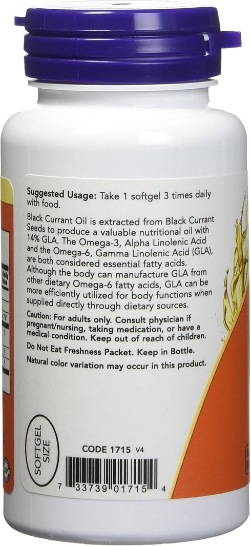 Now Foods Black Currant Oil, 500 milligrams, 100 Softgels, Pack of 2