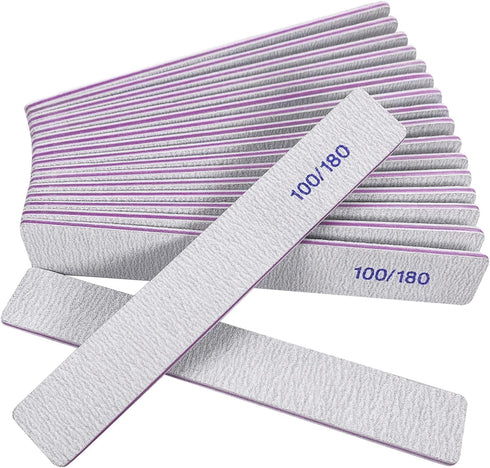 Nail Files (12 Pack), 100/180 Grit Emery Boards for Natural and Acrylic Nails