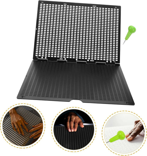Home Braille Writing Tool for Beginners Durable Line Cell Fingerboard with Braille Characters Learning Aid for Visually