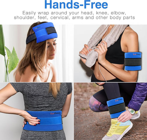 LotFancy Reusable Ice Packs for Injuries, 2 Gel Packs Wrap for Hot Cold Therapy, Knee, Neck, Ankle Pain Relief