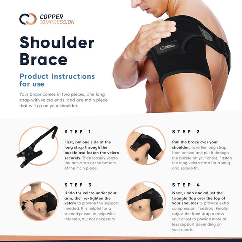 Immobilizer Copper Compression Recovery Shoulder Brace - for Torn Rotator Cuff, AC Joint Pain Relief, Dislocation, Arm