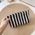Small Black White Stripe Makeup Brush Bag, Zipper Pouch Organizer for Women Girls