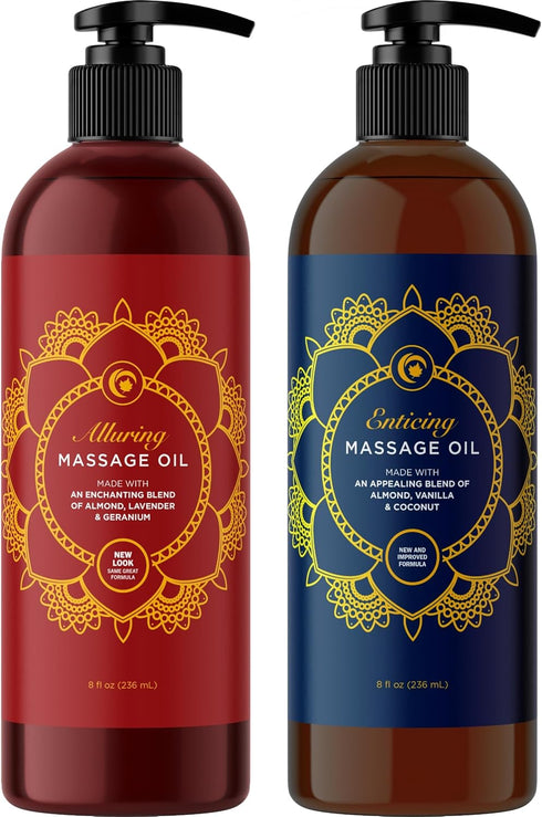 Alluring Lavender & Luxurious Vanilla Massage Oil Set - Aromatherapy Full Body