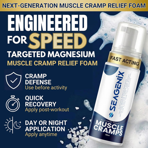 Muscle Cramp Relief Foam Fast-Acting Magnesium for Leg & Calf Cramps Quick-Activation Comfort, Ready for Instant Use