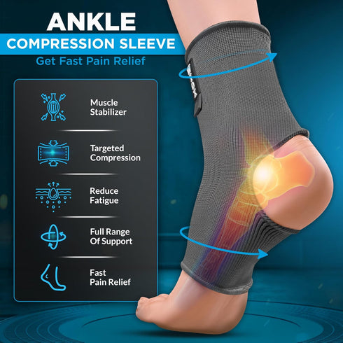 WYOX Ankle Brace Compression Sleeve for Men and Women Breathable Neoprene Lightweight Ankle Wrap for Sprain, Injury