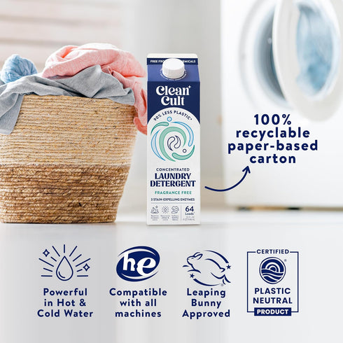 Concentrated Liquid Laundry Detergent Soap, 192 Loads (96 oz), Eco-friendly, Fragrance Free, HE/Standard Compatible