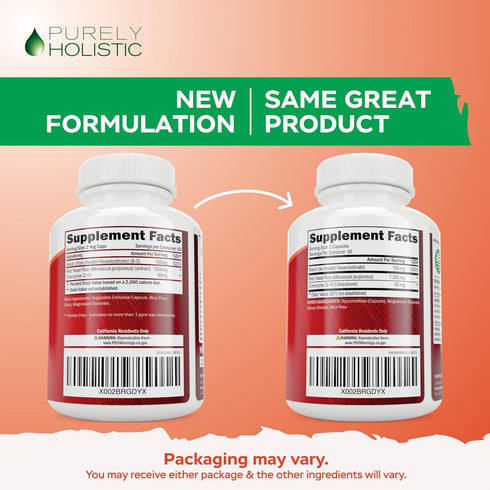 Red Yeast Rice 1200mg with CoQ10 Supplement & Flush Free Niacin 120 Extra Strength Vegetarian Capsules – Healthy Heart