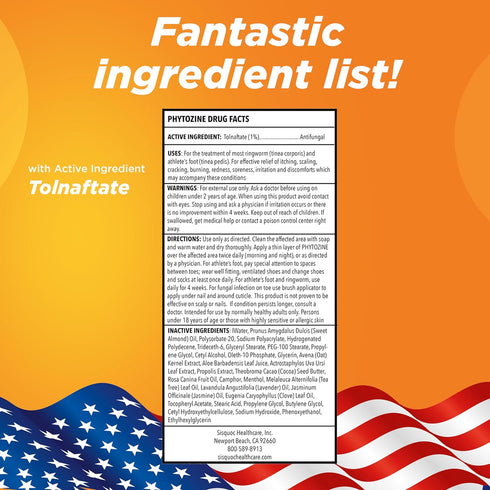 PHYTOZINE 1% 15+ 1 oz Anti Fungal Cream for Skin with Tolnaftate - Ringworm Treatment for Humans - Effective Athletes