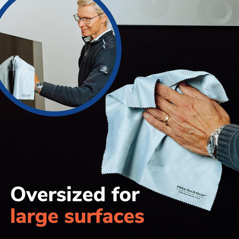Elite Tech Gear Microfiber Cloth Set - 4-Pack, 12"x12" Washable Wipes for Glasses, Lenses, Electronics & Screens