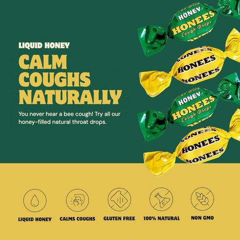 Honees Honey Filled Drops Variety Pack, Natural Sore Throat Relief Throat Lozenges, 2 Pack - 40 Drops