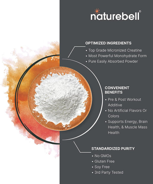 NatureBell 2 Pack Creatine Monohydrate Powder, 500 Grams, Pure Unflavored Micronized Creatine, Filler Free