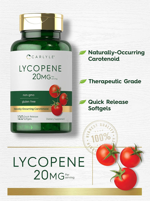 Carlyle Lycopene 20 mg, 120 Softgels, Non-GMO & Gluten Free Supplement