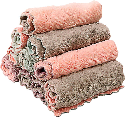 10 Pack Kitchen Cloth, Microfiber Dish Towels, Super Absorbent Coral Velvet Cleaning Cloths, Quick Dry Dish Towels