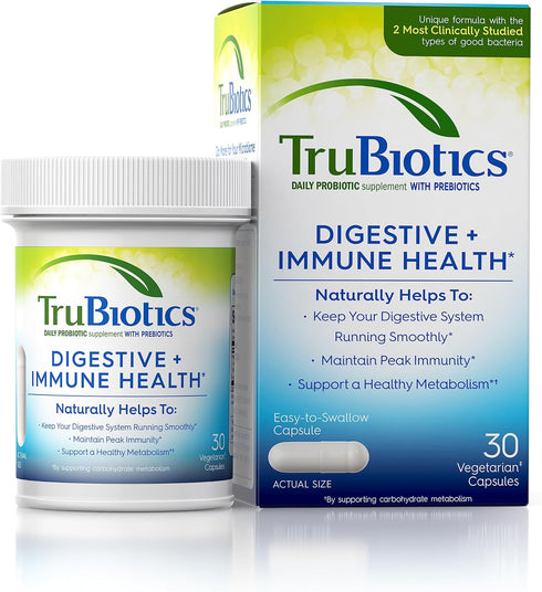 TruBiotics Probiotics 30 Capsules, Digestive & Immune Health Support, Regularity & Abdominal Discomfort Relief