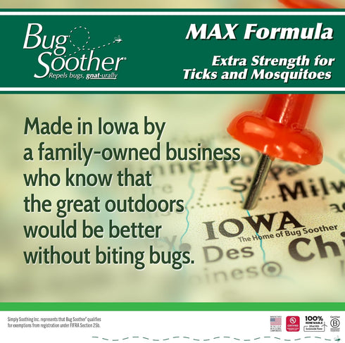 Bug Soother MAX Natural Gnat, Tick, and Mosquito Repellent, 8 fl oz DEET-Free Bug Spray Made in USA