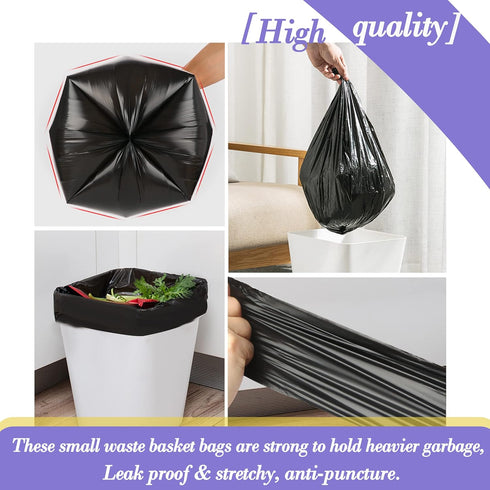 Hommaly 3 Gallon Small Black Trash Bags, 180 Count, Leakproof and Strong for Office, Kitchen, Bathroom