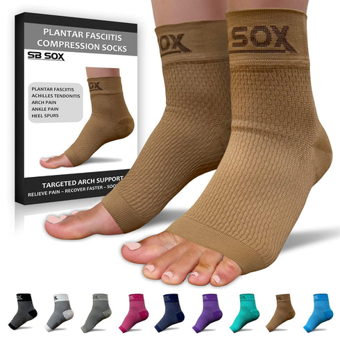 SB SOX Ankle Brace Compression Sleeve, Plantar Fasciitis Relief Socks, Arch Support for Foot Pain, Nude, X-Large