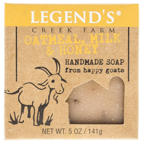 Legend's Creek Farm Goat Milk Soap - 5 Oz Cleansing Moisturizing Bar for Hands and Body (Oatmeal, Milk & Honey, Pack of