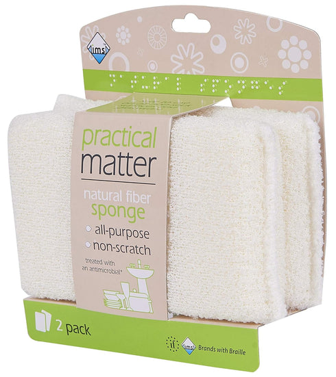 Practical Matter Kitchen Sponge, Organic Cotton Fiber All-Purpose Dish Sponges, 6 Count Value Pack for Cleaning