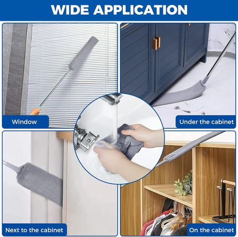 Retractable Gap Dust Cleaner, 60 inches Long Handle, Washable and Retractable Duster Brush for Cleaning