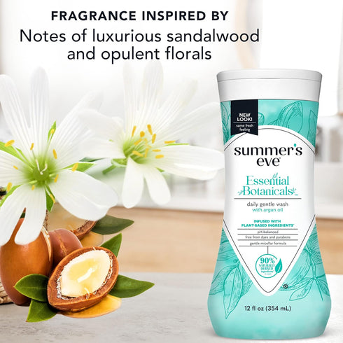 Summer's 12 Oz (Pack 2) Eve Essential Botanicals All-Over Daily Feminine Wash with Argan Oil, Gentle pH-Balanced Body