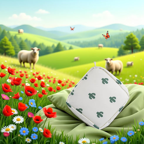 Rosojodg 1Pc Green Cactus Sanitary Napkin Storage Bag with Colorful Print Design Portable Zipper Menstrual Pad Bag