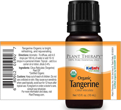 Plant Therapy Organic Tangerine Essential Oil 10 mL (1/3 oz) - 100% Pure, Undiluted Oil