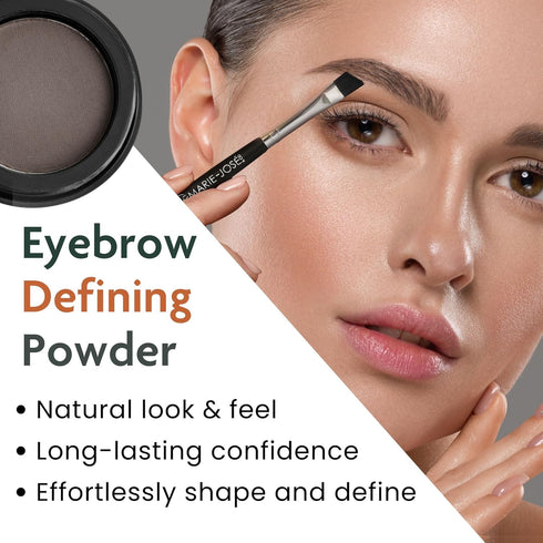 Marie-José Dark Brown Eyebrow Powder - Warm, Rich Chocolate Brown Makeup Powder, Compact Size 0.10oz