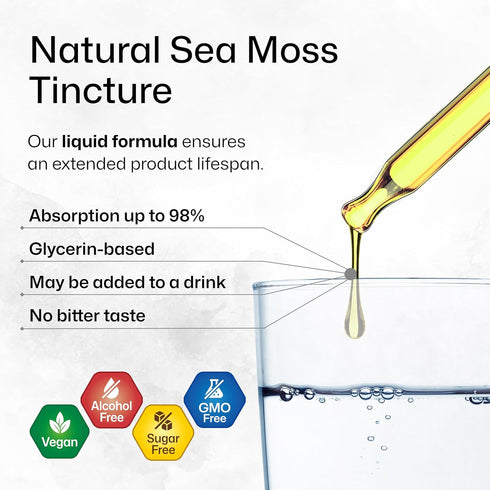 BIO KRAUTER Irish Sea Moss Drops - Vegan Immune Support Supplement with Bladderwrack, Alcohol & Sugar Free, 4 Fl.Oz.